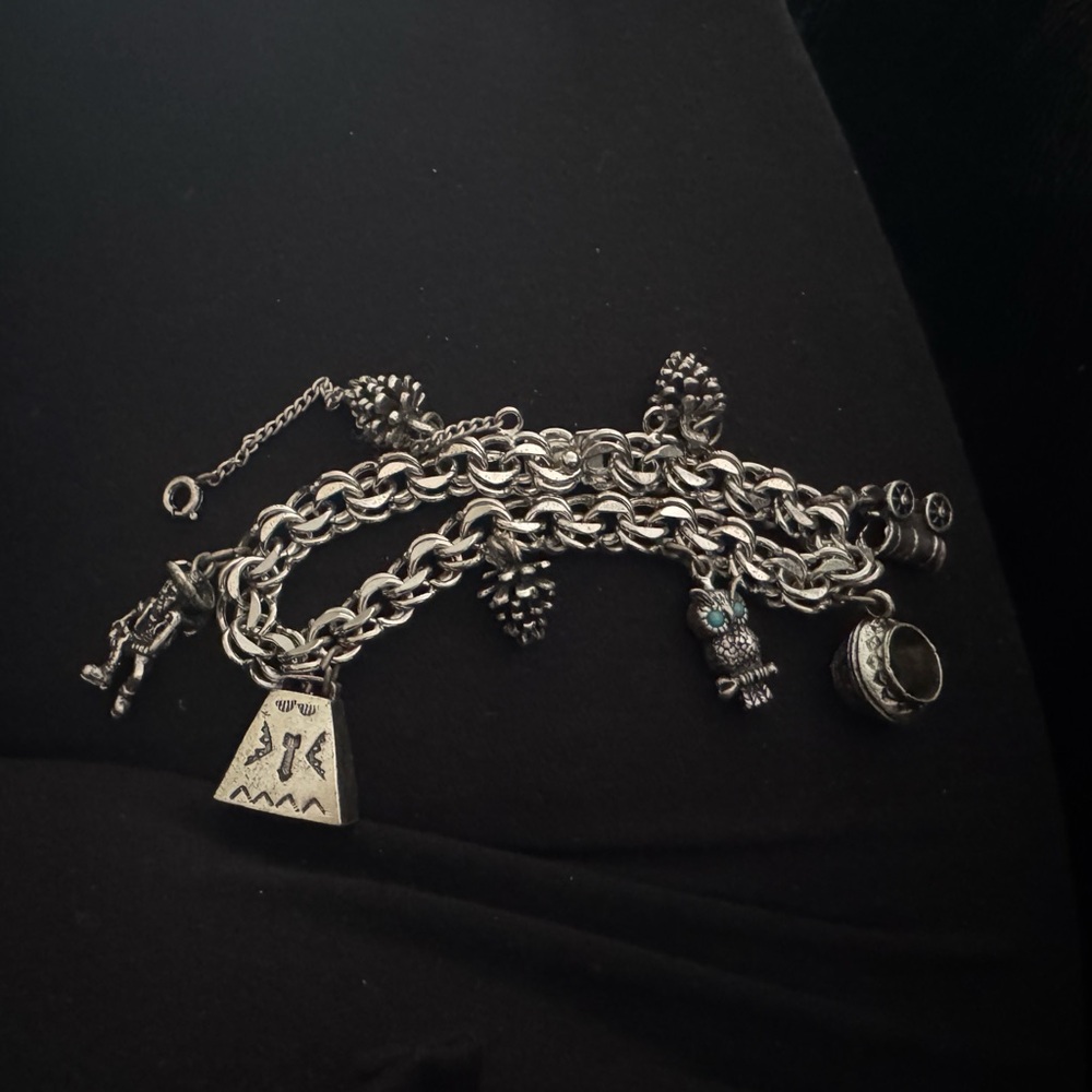 Antique Silver Charm Bracelet. Binder Brothers